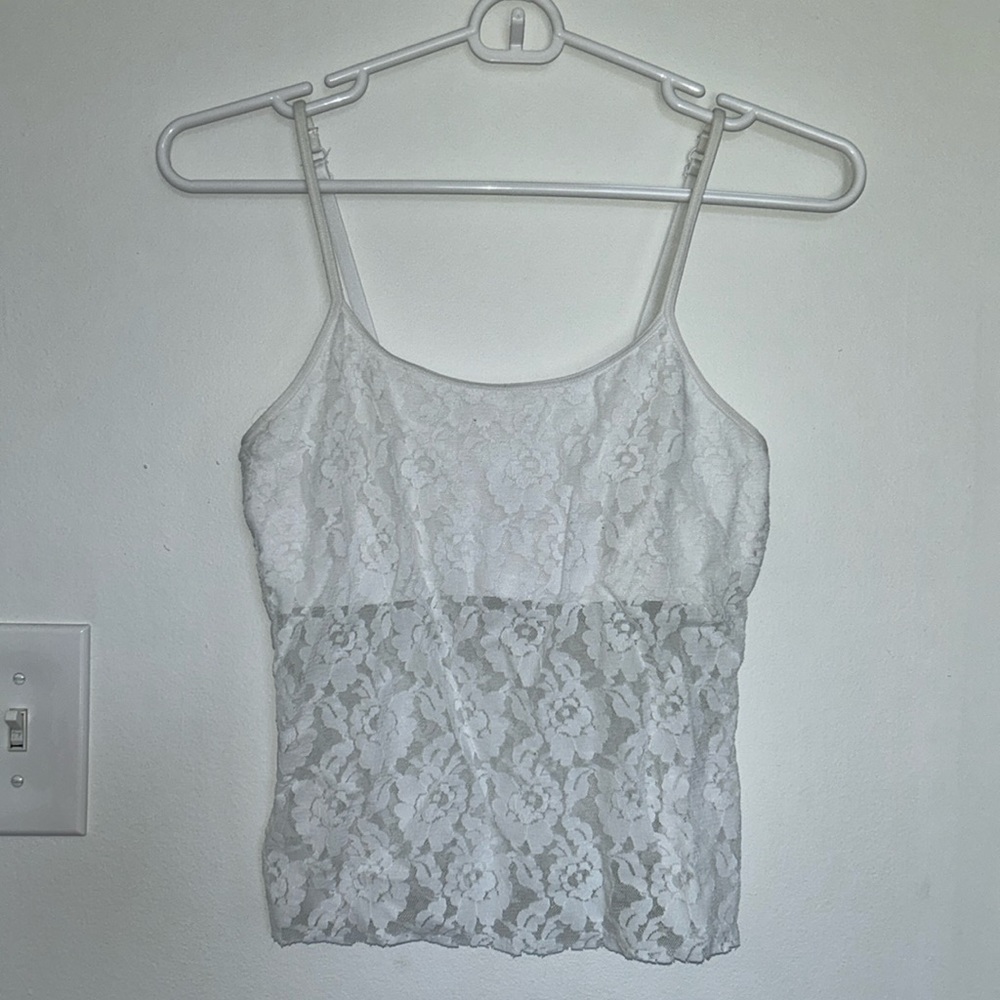 white lace cami top